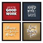 ArtX Paper Motivational Wall Frames, Inspirational Quotes Wall Frames For Home Office Study Room Decor, Multicolor Posters With Frame, Set of 4