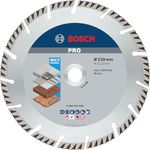 Bosch 1x PRO Multi Material Diamond Cutting Disc for Bore 22.23 and Large Angle Grinders (for Concrete, Reinforced concrete, Ø 230 mm, Professional Accessory Large Angle Grinder)