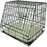 Ellie-Bo Black Deluxe Slanted Small 24-inch Folding Dog Cage/Crate with Metal Tray and Dog Bed Mat