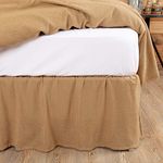 VHC Brands Burlap Natural Bedding Accessory, Queen Skirt 60x80x16, Tan