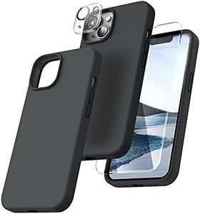TOCOL [5 in 1] for iPhone 14 Plus Case, 2X Screen Protector + 2X Camera Lens Protector, [Anti-Scratch] [Drop Protection], Liquid Silicone Phone Case 6.7 inch, Black