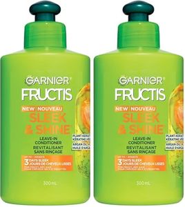 Garnier Fructis Sleek & Shine, Intensely Smooth Leave-in Conditioning Cream, 300 mL (Pack of 2)