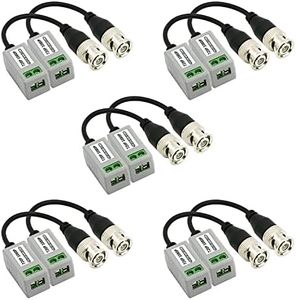 5 Pairs (10PCS) Passive Video Balun Connector, HD Mini CCTV BNC Video Balun Transceiver Transmitter AHD/TVI/CVI Cable Connectors for 720P 1080P CCTV Security Cameras (5 Pairs, Screw Type)