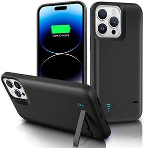 SlaBao Battery Case for iPhone 14 PRO MAX,6800mAh Portable Charging Case with Kickstand, Rechargeable Extended Smart Battery Charger case Compatible with iPhone 14 PRO MAX, 6.7 inch, Black