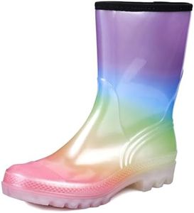 DKSUKO Women's Waterproof Rain Boots Mid Calf Rubber Garden Farm Boots