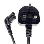 3M Right Angle 2 Pin IEC C7 TV Power Cable UK Plug - Compatible For LG TCL Hisense Fire Sony TV PS5 AC Mains Cable - Black