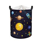 Clastyle 63L Mysterious Universe Space Kids Laundry Hamper for Boys Large Black Clothes Toys Storage Basket with Lid for Nursery Room, 15.7x19.7 in