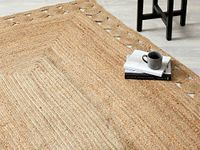 GRUHUM Jute Area Rug 2'6x8' ft Scalloped Rectangular Runner Natural Fibre Handwoven Boho Farmhouse Soft Braided Rustic Vintage for Indoor Outdoor Kitchen Bedroom Living Room Hallways SAI1115268