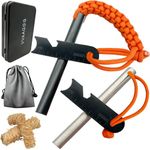 VVAAGG Magnesium Flint and Steel Fire Starter Kit, Flint Fire Starter Tool with Orange Paracord Landyard Handle and Striker, 1/2"" x 5"" Large Ferro Rod, VVFR01