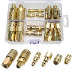 RealPlus 36pcs 1/4" NPT Air Coupler and Plug Kit, Brass Quick Connect Air Hose Fittings Air Compressor Accessories