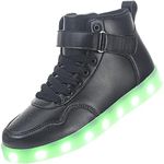 APTESOL Flashing Rechargeable Fashion LED Sneakers Youth Kids Toddler Cute Shoes Halloween Xmas School Party Birthday Best Gift (Black Toddler Size 9.5)