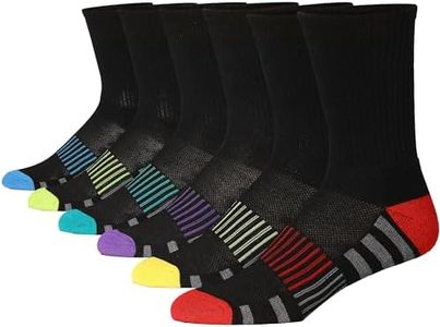 JAMES FIALLO Men's Cushion Crew Socks 6 Pairs - Comfortable Performance Socks for Running, Hiking, and Athletic Activities - Arch Support Socks For Men, MCC01-B
