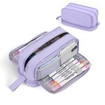 Howala Pencil Case Large Capacity Pencil Pouch for Girls Boys with 4 Compartments Multifunctional Pen Bag Stationery Organizer Office Makeup Bag Portable Pen Bag for Teenage Adult Women Men, Purple