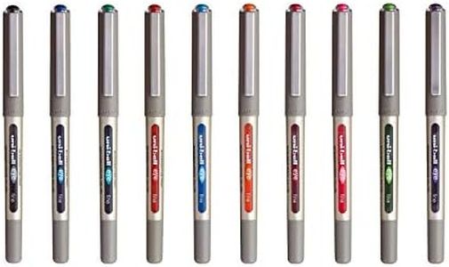 uni-ball - Uni Mitsubishi Pencil - 10 bolígrafos de ojo fino UB-157 - Bolígrafos de tinta líquida - Punta 0,7 mm - Escritura media - Surtido de 8 colores diferentes