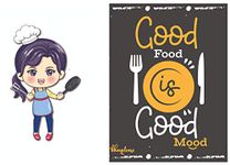 Bhai Please Good Food is Good Mood and Chef (Female) Wooden Fridge Magnet (Pack of 2 pcs, one pc Each Design) Kitchen,Food Quotes, Bar and Drinks Decorations and Gifts