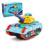 FunBlast Military Tank Toys for Kids, Bump & Go Crawling Army Tank Toys, 360 Degree Rotating Wheel with Light and Sound Battle Tank Toys for 3+ Year Old Kids, Boys (Random Color)