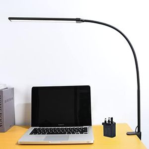 Workbench Light, CeSunlight Led Desk Lamp with Clamp, 11W, 850 LMS, 3 Color Modes, 10 Brightness Levels, Eye-Caring 26 Inches Flexible Gooseneck Task Lamp for Hobby, Office (Adapter Included)