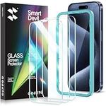 SmartDevil 3 Pack Screen Protector design for iPhone 15 Pro [6.1 inch] 3 Pack Tempered Glass Film for 15 Pro, Bubble Free installation, [Military Grade] Glass For 15 Pro