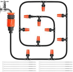 BELLE VOUS Kit de Riego Automático por Goteo - Sistema de Riego Goteo para Huerto Jardin Invernadero Patio - Riegos por Goteo con Manguera 10 m Conectores 10x Boquillas y Bridas