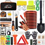 AUTODECO 82Pcs Roadside Emergency Car Kit - Auto Safety Kit Emergency Kit Assistance Kit with Car Safety Hammer for Man and Woman