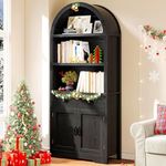 YITAHOME 71" Tall Arched Bookshelf with Storage, Black Arched Bookcase with 2 Drawers and Doors, Arched Wooden Bookshelf Arch Storage Cabinet for Living Room, Bedroom, Kitchen, Black