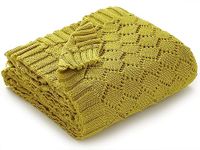 mimixiong Baby Blanket Soft Cellular Blanket Lovely Breathable Knitted Blanket for Newborn Boy and Girls 100x80cm, Mustard Yellow