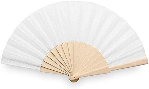 Wedding Fan Made of White Wood with Cardboard Display Box, Detail compartments for Guests at Wedding, Christening, Communion, Birthday or Summer Party (50)