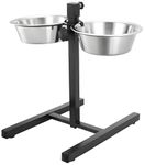 MidWest Homes for Pets Midwest Adjustable Elevated Pet Feeder Raised Dog Food Bowl,Water Bowls,Dog Feeding Station H-Base Double Bowl Stand Two Stainless Steel Removable Bowls 2 X 1600 Ml,6 Cm,10 Cm