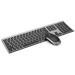 Rechargeable Ultra Thin Wireless Keyboard Mouse Combo, seenda Full Size Slim Quiet Keyboard and Mouse 2.4G USB Stable Connection UK Layout for PC, Computer, Laptop, Space Gray