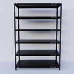 Menage® Slotted Angle Rack with Shelf Shelving Unit Multipurpose Rack (Black)(6 Shelf, 87 X 48 X 18 Inch)(20 Gauge Shelves,14 Gauge Angles)