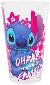 Silver Buffalo Lilo and Stitch Ohana Means Family Pint Glass, 16-Ounces