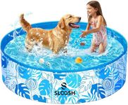 SLOOSH Foldable Dog Kiddie Pool - Portable Hard Plastic Kids Doggie Swimming Pool, Anti-Slip Thick PVC Collapsible Pets Cats Whelping Box Puppy Bathtub (48" x 12")