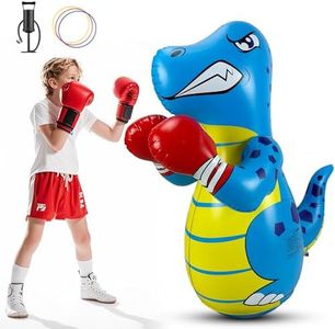Kids Punching Bag 3-8 with Air Pump, Toddler Punching Bags for Kids, Inflatable Dinosaur Toy with Bounce- Back Action, Safe Gifts for Boys & Girls Age 3-5 Add Tossing Game