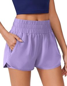 PINSPARK Women's Quick Dry Running Shorts Elastic Waistband Short Lilac