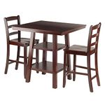 Winsome Wood Orlando 3 Piece Set High Table, 2 Shelves with 2 Ladder Back Stools