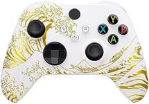 eXtremeRate Custom Shell for Xbox Series X & S Controller, The Great Golden Wave Off Kanagawa - White Front Housing Cover for Xbox Core Controller