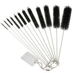 H&S Cleaner Brush Set for Straw or Water Bottle - 12pcs - Pipe Cleaning Metal Tube Brushes - Cleaners Made of Stainless Steel & Tough Nylon Bristles