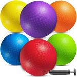 8.5 Inch Playground Balls for Kids - (Pack of 6) Inflatable Rubber Indoor Outdoor Bouncy Dodgeballs, Kickballs, Four Square Balls and Handballs for School, Gym, Recess and More with Ball Pump