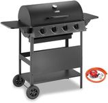 VonHaus Gas BBQ – Barbecue with x4 Gas Burners, Warming Rack, Fold Down Shelves, Temperature Gauge, Wheels, Large Cooking Grill & More – Barbeque that can Grill Meat, Fish & Vegetables