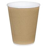 500x Fiesta Hot Cup Ripple Wall Kraft Light Brown 8oz Take Away Travel