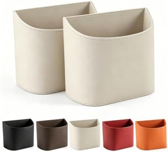 Leather Car Door Cup Holder Clip On Storage Organizer for Car, Beige, Large