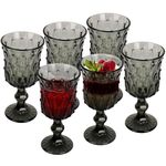 Buumin Vintage Glass Wine Glass, 200 ml Colored Glass Goblet, 6.7 Oz Gothic Wine Glass, Champagne Cocktail Stemware Cup for Anniversary, Party, Wedding, bar, Fruit Juice, 6 Pcs,Grey