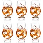 Jucoan 6 Pack Whiskey Glasses, Vintage Short Stem Snifter Tasting Glass Barware for Bourbon, Scotch, Tequila, Armagnac, Rum, Liquor