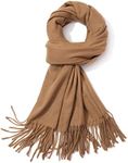 AUSEKALY Women Scarf Cashmere Winter Pashmina Shawl Wraps Soft Solid Large Warm Blanket Scarves, Camel, Medium