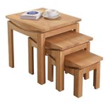 Crescent Nest of Three Coffee Tables for Living Room, Home Furniture - Solid Oak Wooden Furniture Side End Table – Fully Assembled Nesting Coffee Table - 46cm x 50cm x 40cm