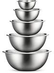 Stainless-Steel Mixing Bowls - (Set of 5) Brushed Stainless-Steel Mixing Bowl Set - Easy To Clean, Nesting Bowls for Space-Saving Storage, Great for Cooking, Baking, Prepping