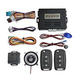 BANVIE Car Alarm System with Remote Start & Push to Start Ignition Kit Engine Button