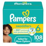 Pampers Diapers Size 6, 108 Count - Pampers Swaddlers Disposable Baby Diapers (Packaging & Prints May Vary)