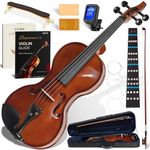 AKLOT Hourglass 4/4 Violin Set: Ergonomic Body, Solid Spruce Top Fiddle, Maple Back, Acoustic Beginner Violin with Hard Case, Lesson Book, Bow, Shoulder Rest, Tuner, Fretboard Stickers, Glossy Brown