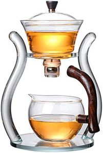 Aoheuo Lazy Kungfu Glass Tea Set Water Diversion Rotating Cover Bowl Semi-Automatic Glass Teapot Suit (crystal glass teapot)